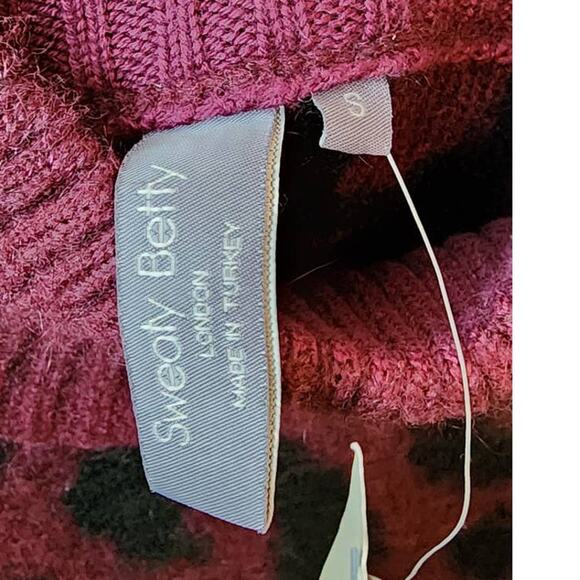 Sweaty Betty Leopard Animal Jacquard Mohair Mock Neck Jumper Sweater Small NEW - Picture 4 of 8